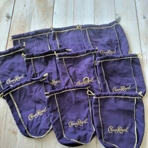 Lot of 10 Crown Royal 9" Purple Drawstring Bags Medium size